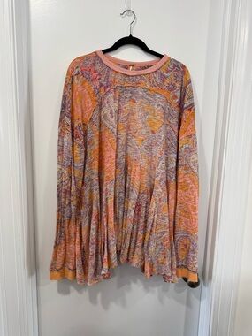 Free People Pink and Orange Paisley Flowy Tunic